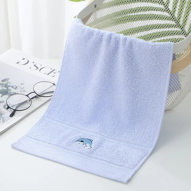 Serviette en Coton Doux Bébé bleu dauphin