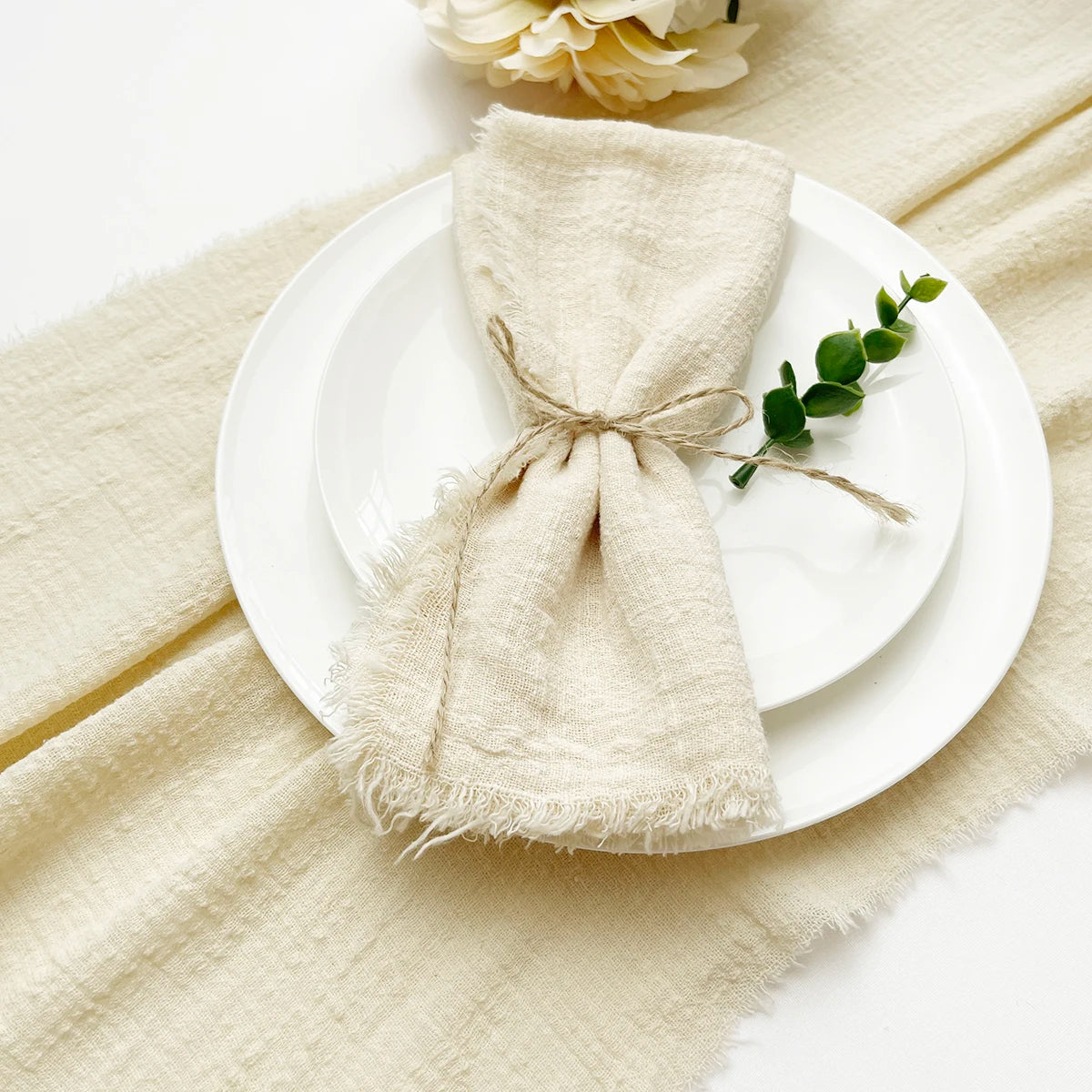 Serviette en coton gaze ivoire