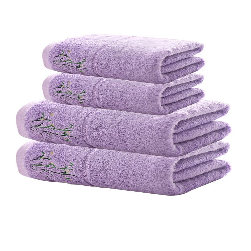 Ensemble de serviettes brodées violet D