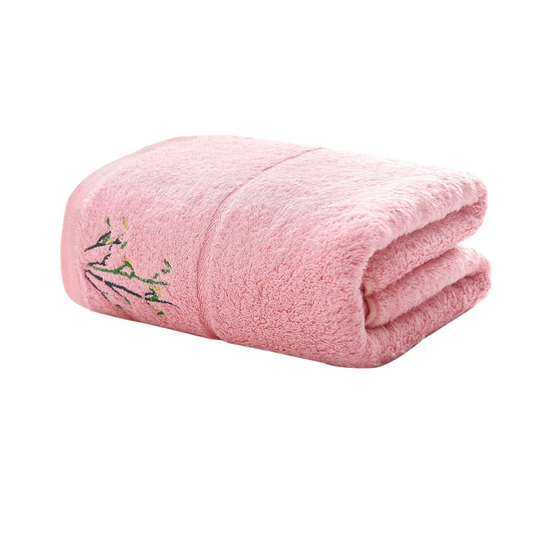 Ensemble de serviettes brodées rose B
