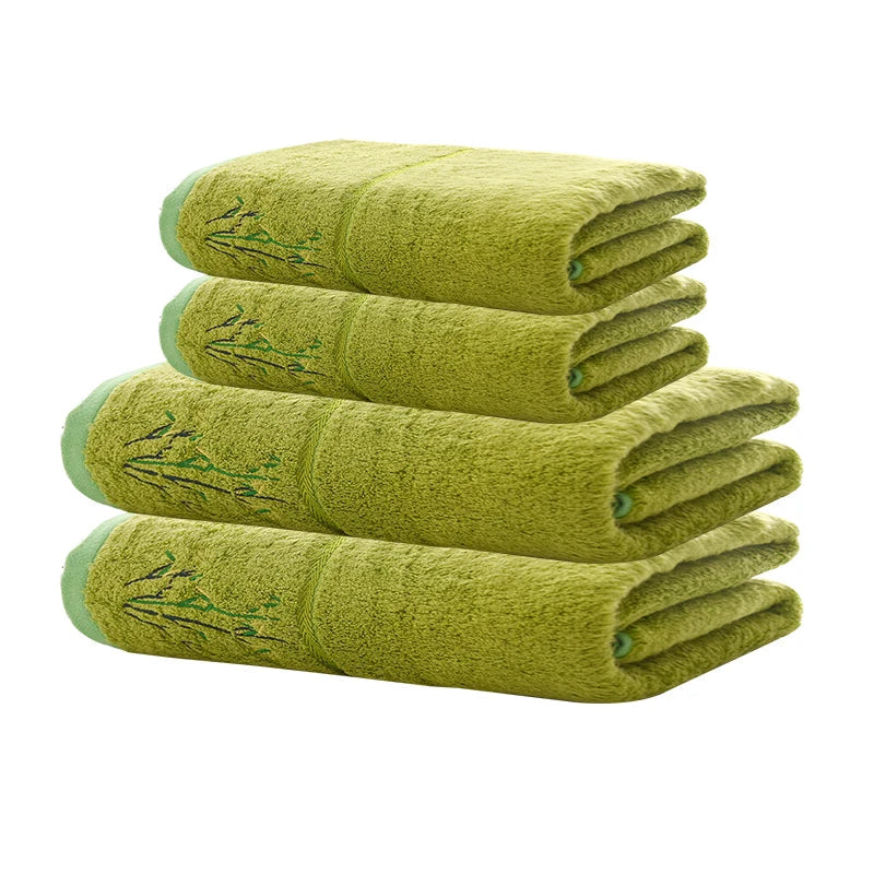 Ensemble de serviettes brodées Vert D