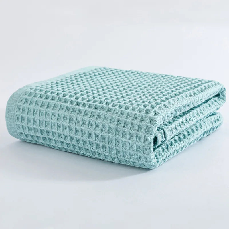 Ensemble de serviettes de bain gaufré bleu vert