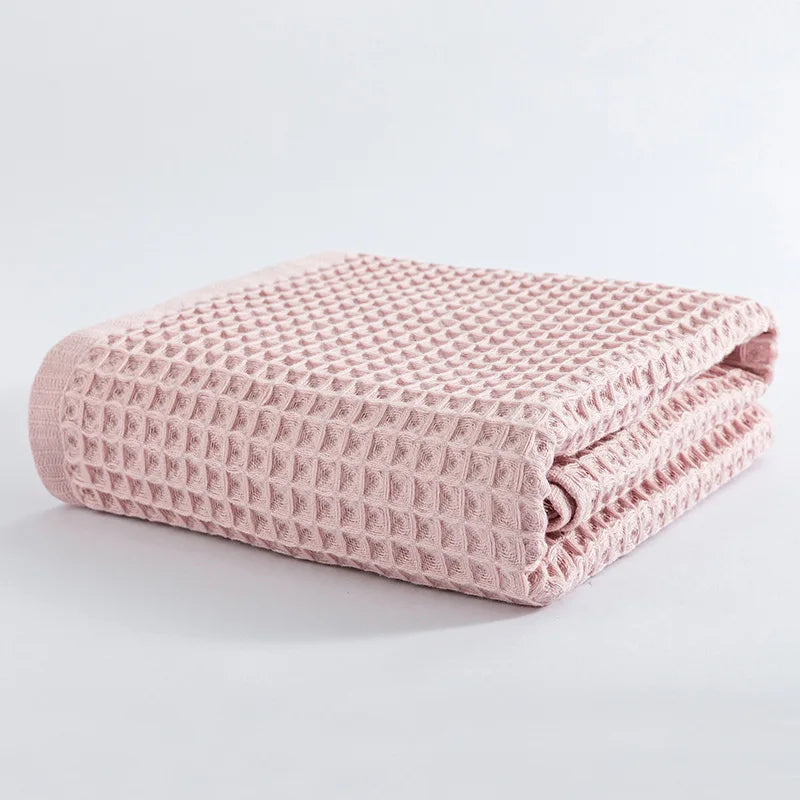 Ensemble de serviettes de bain gaufré rose