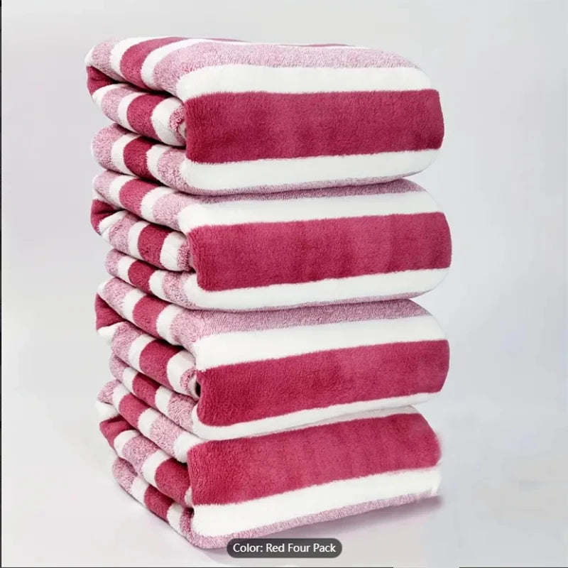 Ensemble de serviettes de bain rayées rouge