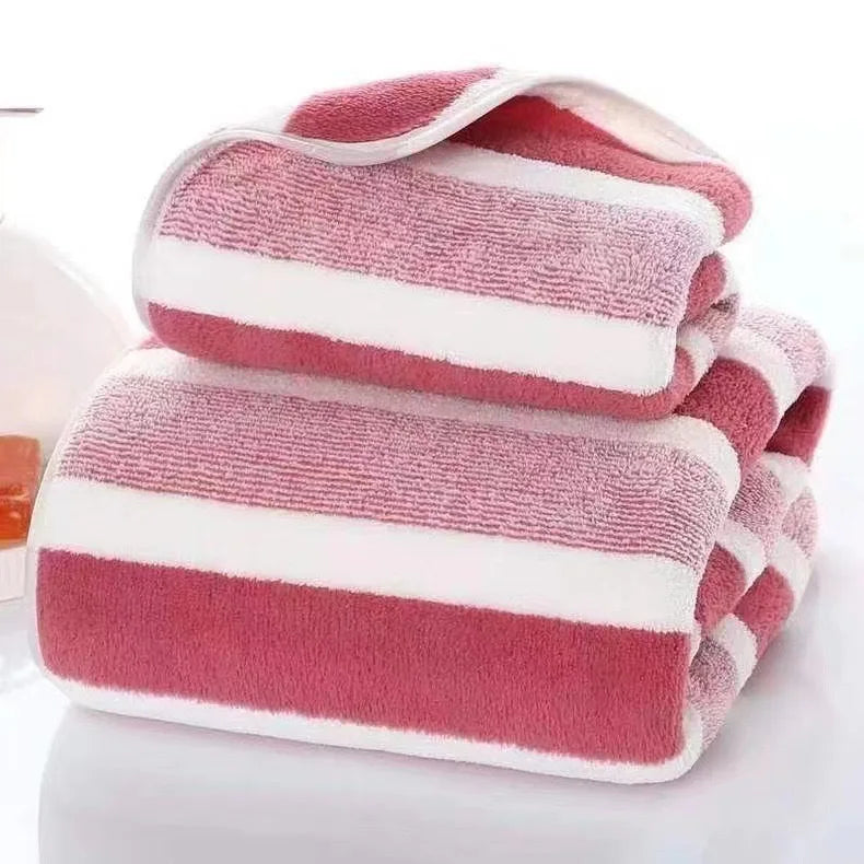 Ensemble de serviettes de bain rayées set rouge