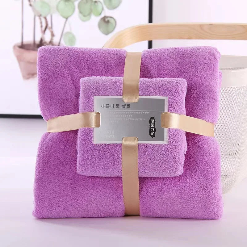 Ensemble de serviettes de bain velours violette