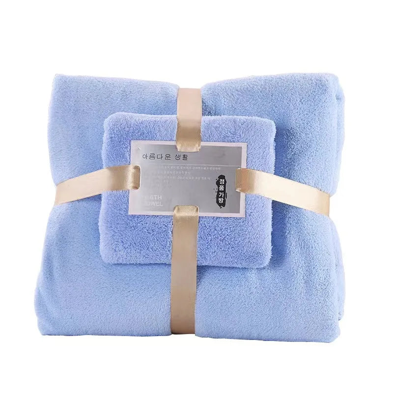 Ensemble de serviettes de bain velours bleu