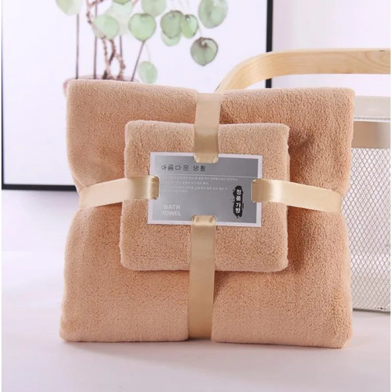 Ensemble de serviettes de bain velours marron