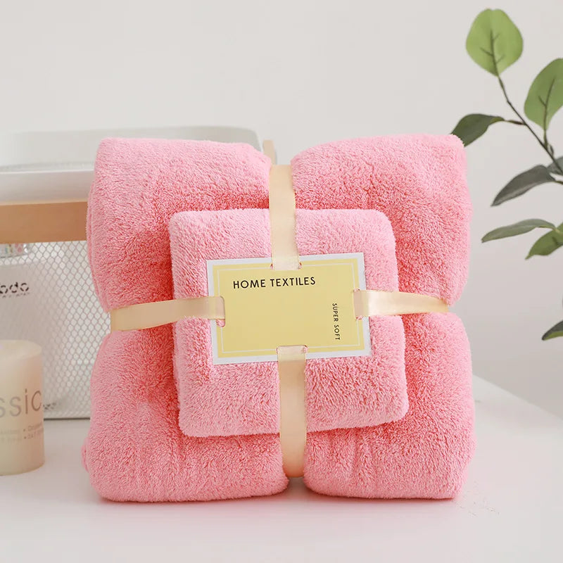 Ensemble de serviettes de bain velours rose