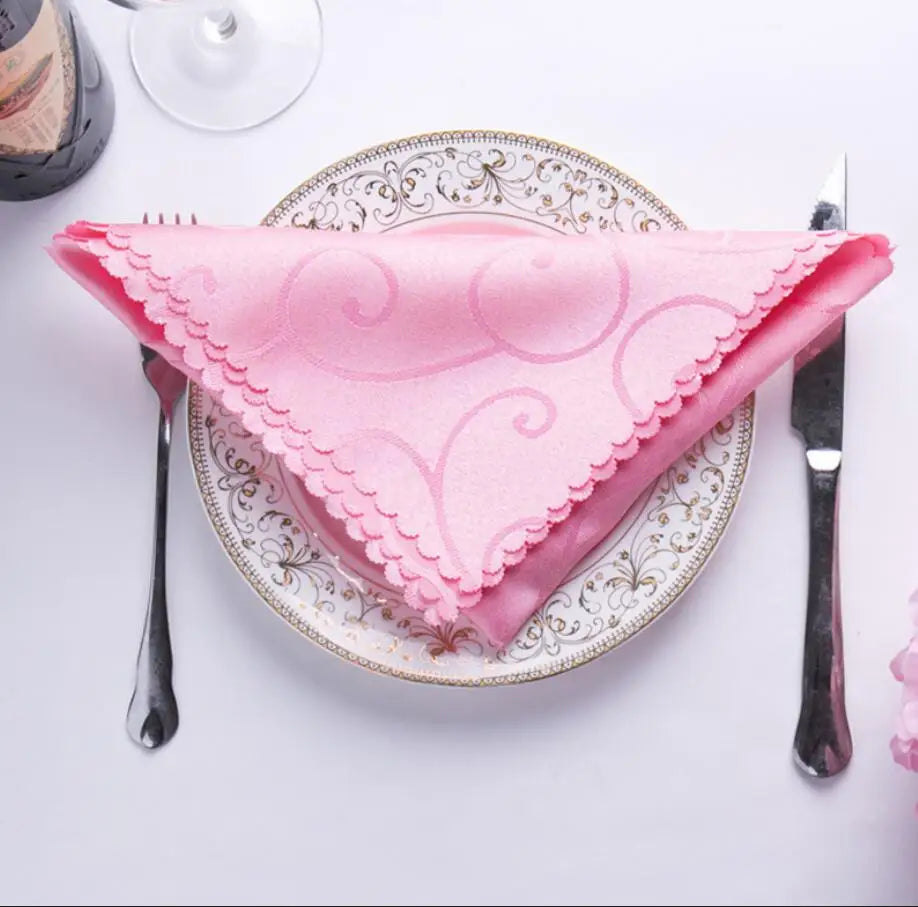 Ensemble de Serviettes de Mariage Damassées Gloire Rose
