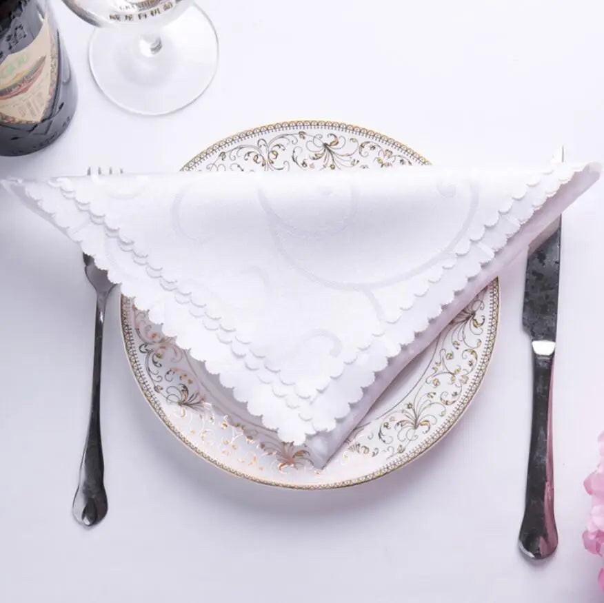 Ensemble de Serviettes de Mariage Damassées gloire blanche