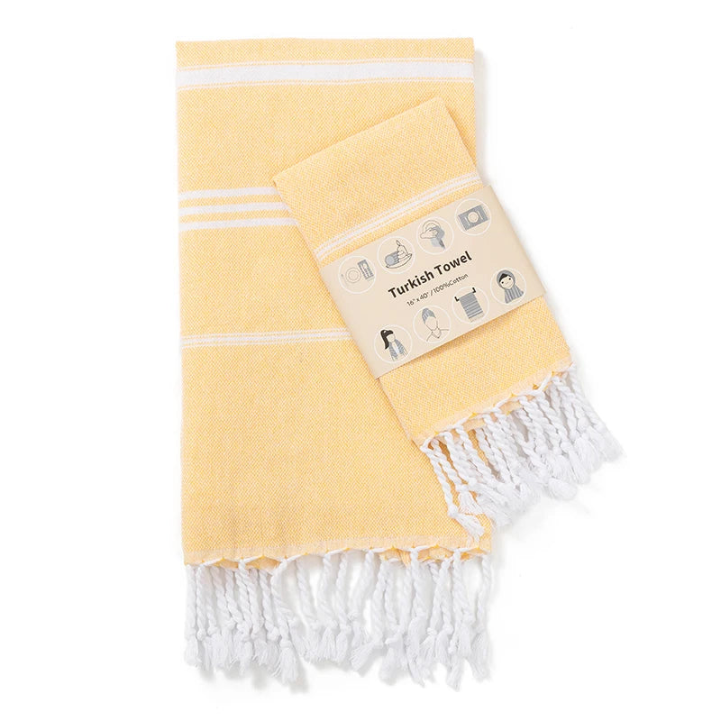 Serviette de bain en coton turc jaune