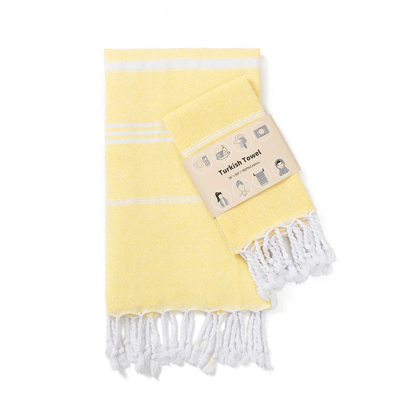 Serviette de bain en coton turc jaune clair