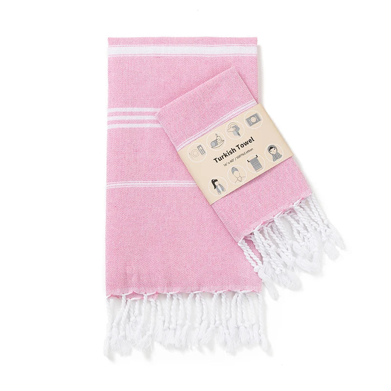 Serviette de bain en coton turc rose