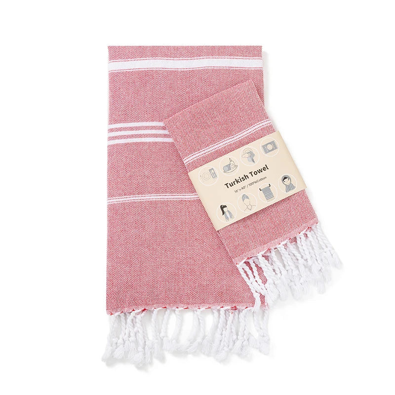 Serviette de bain en coton turc rouge