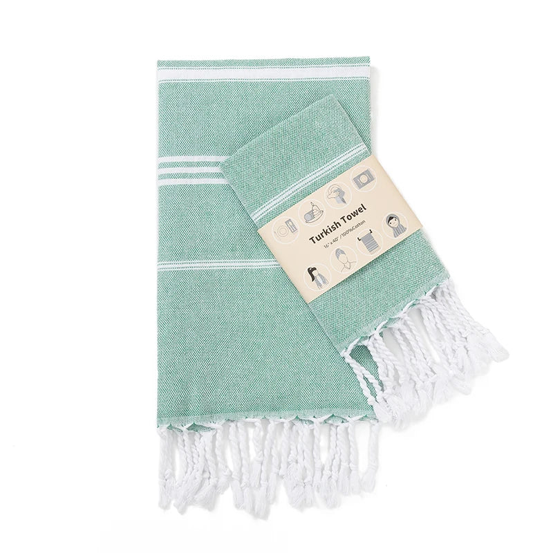 Serviette de bain en coton turc verte