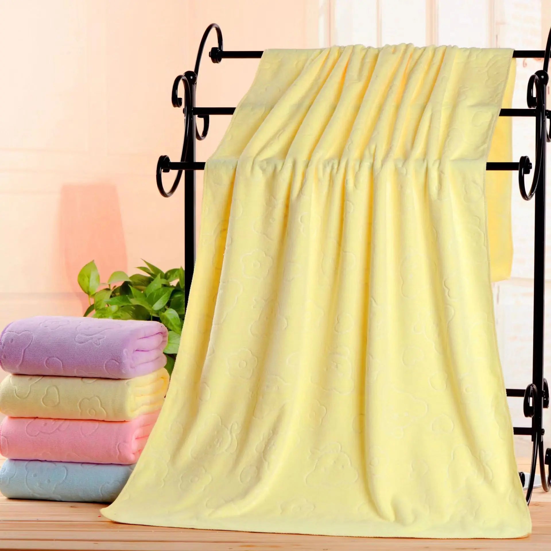 Serviette de bain grandes serviettes jaune 