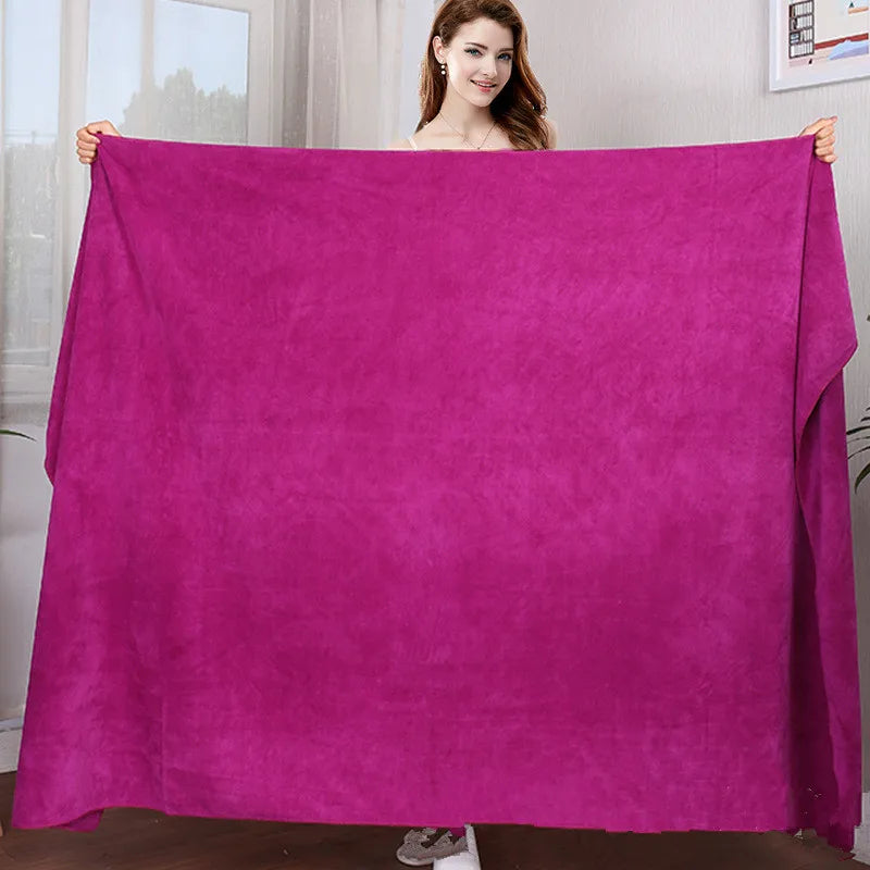 Serviette de bain microfibre rose foncé