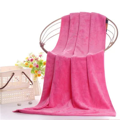 Serviette de bain microfibre rose rouge