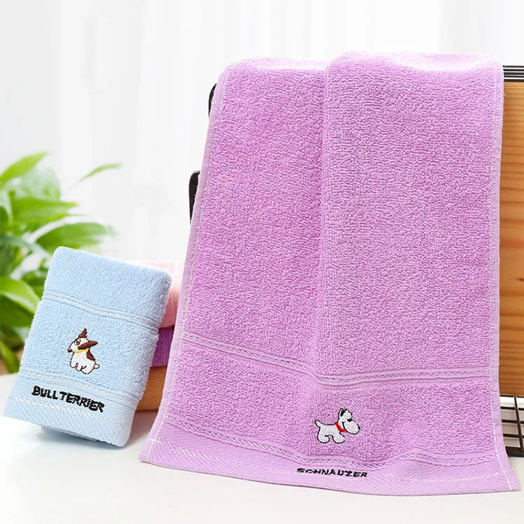 Serviette de bain pour bébé/enfants violet chien