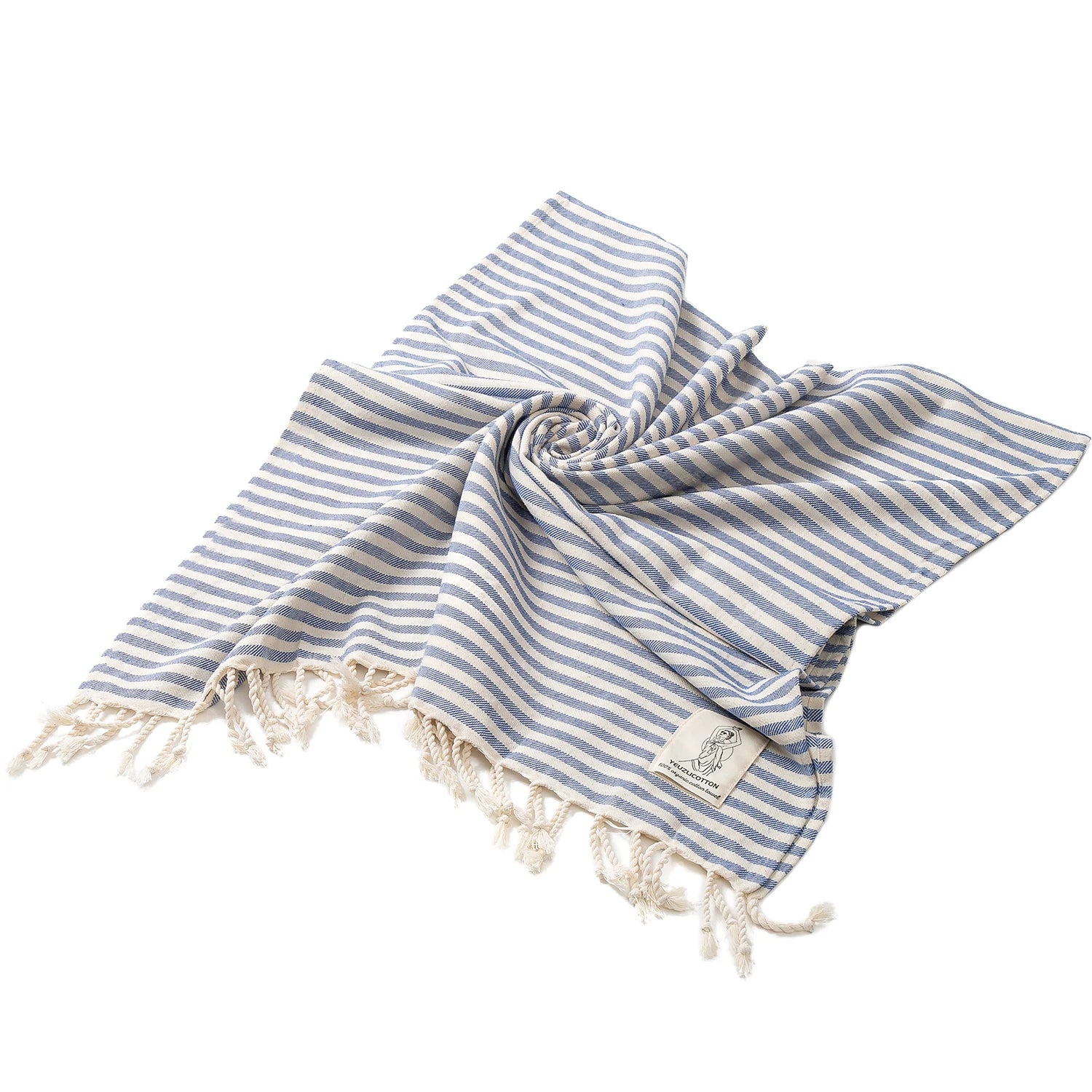 Serviette de plage de luxe rayé bleu marine