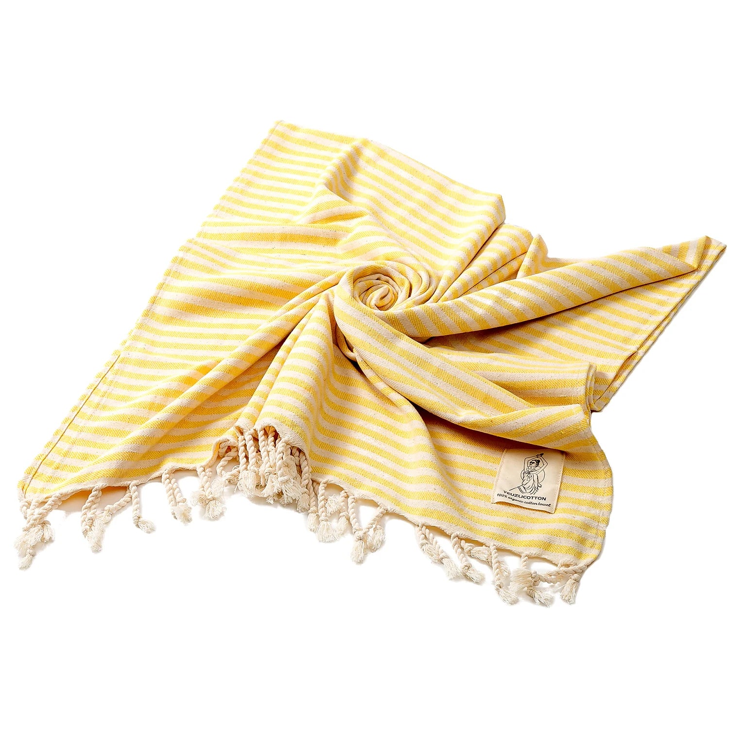 Serviette de plage de luxe rayé jaune