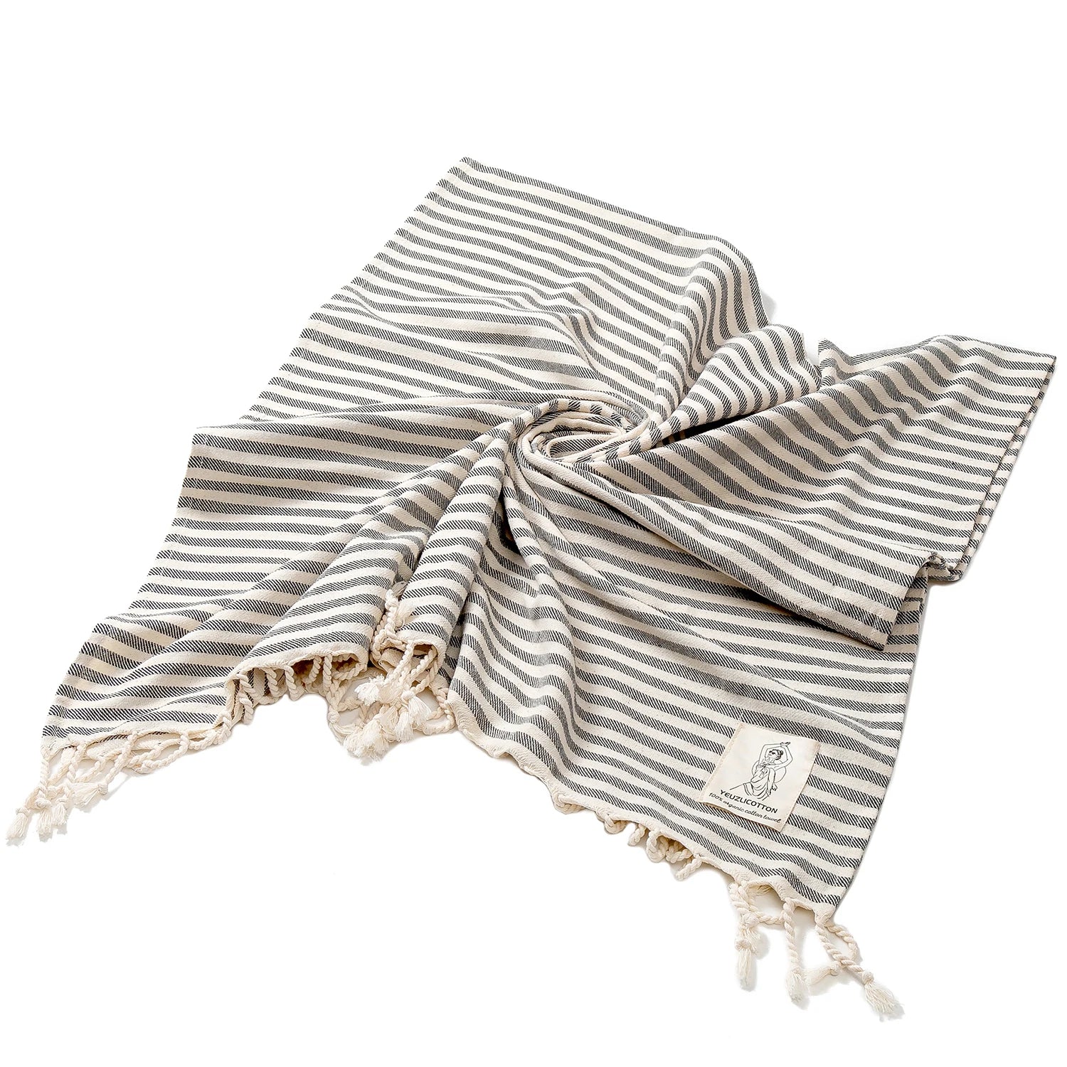 Serviette de plage de luxe rayé noir