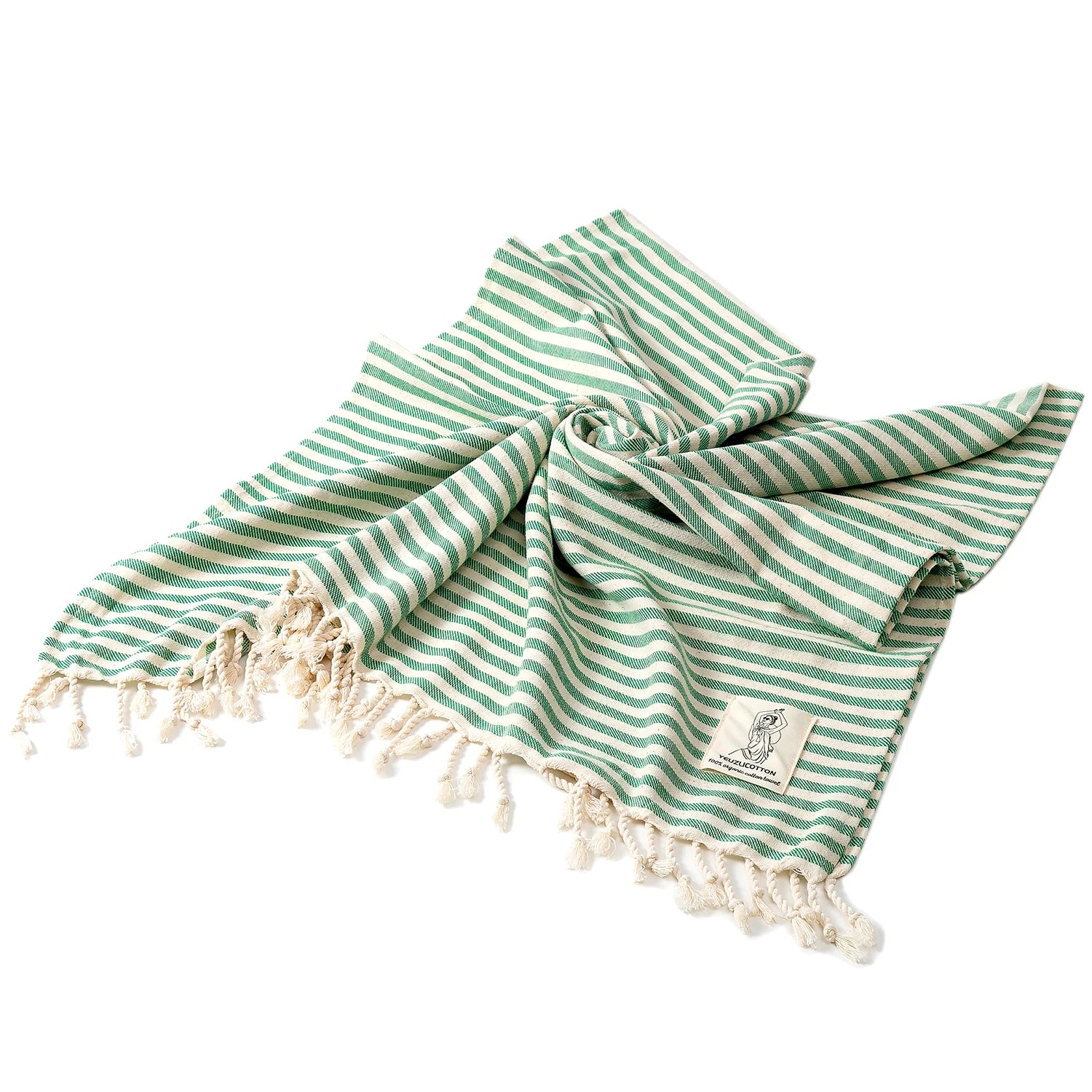 Serviette de plage de luxe rayé verte