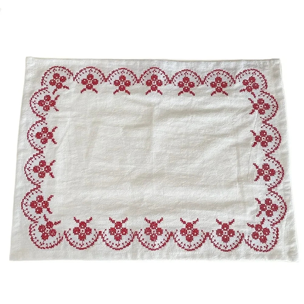 Serviette de Table en Pur Coton Rétro Brodé Style b