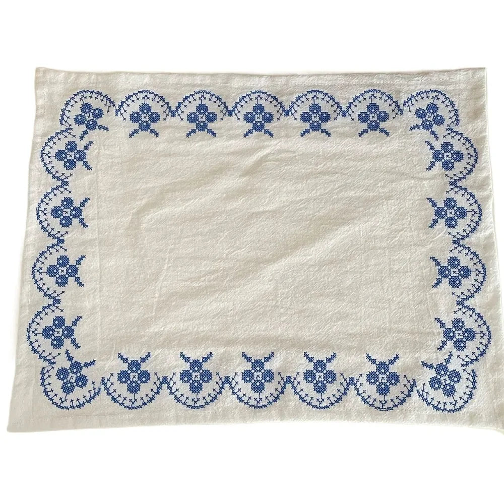 Serviette de Table en Pur Coton Rétro Brodé Style C