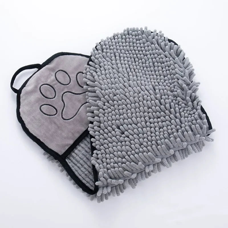 Serviette de bain animaux grise