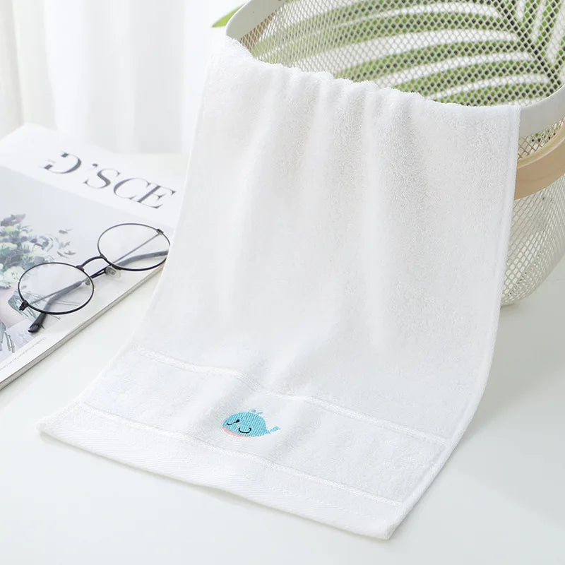 Serviette en Coton Doux Bébé blanc baleine
