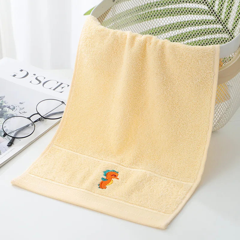 Serviette en Coton Doux Bébé jaune hippocampe