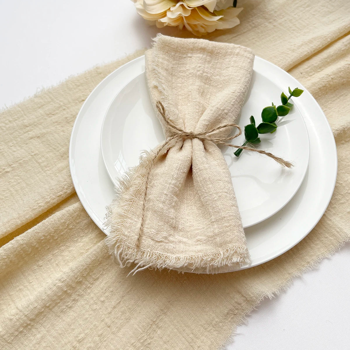 Serviette en coton gaze beige