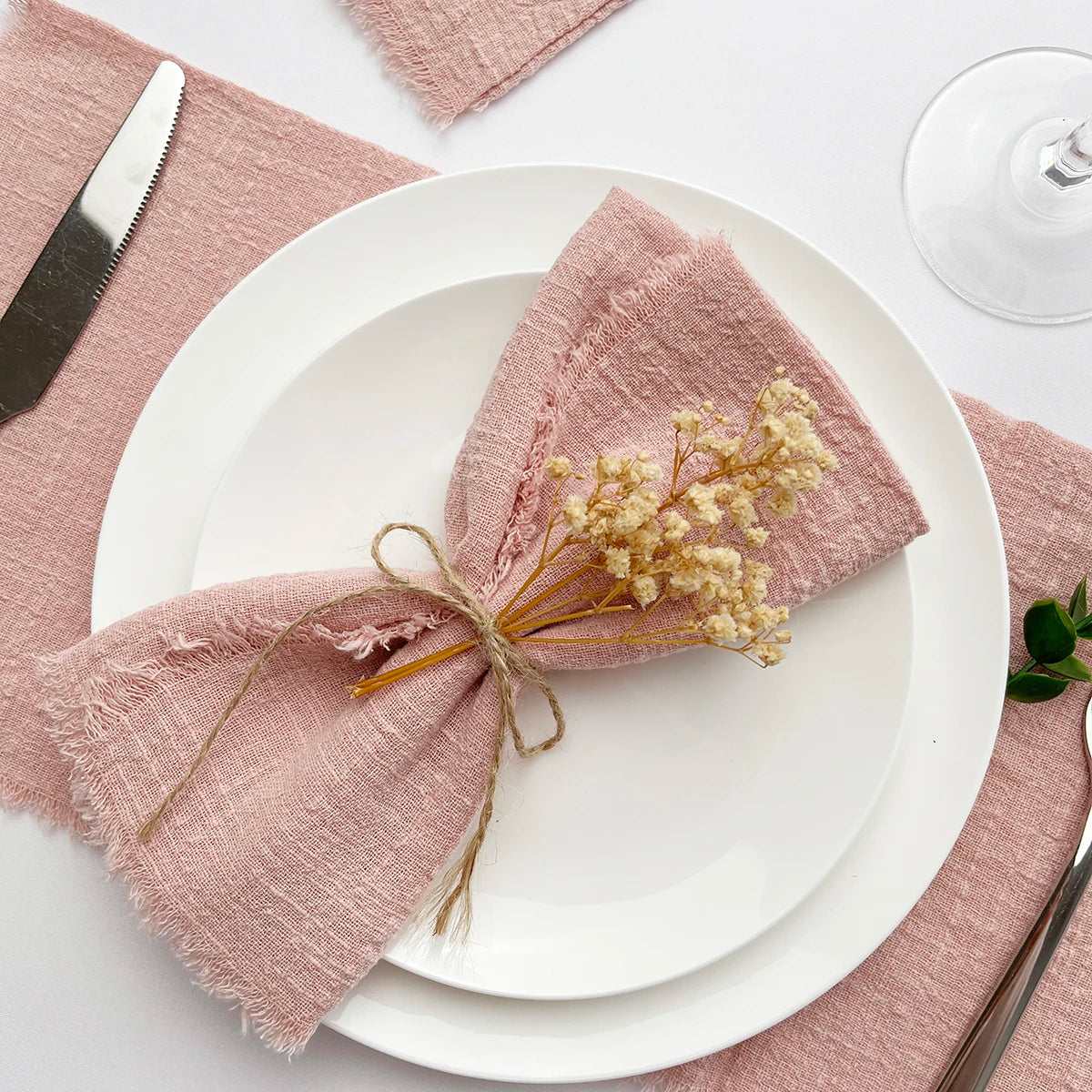 Serviette en coton gaze rose