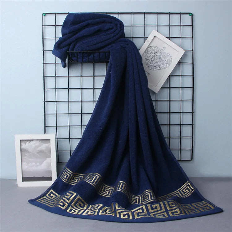 Serviettes de bain d'hôtel brodées bleu