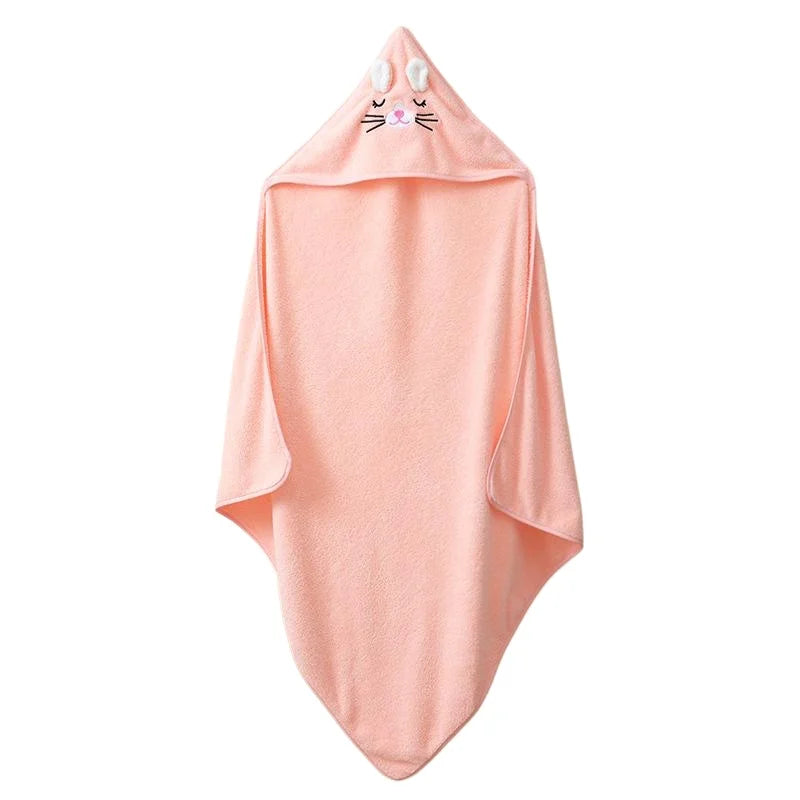 Serviettes de bain en flanelle pour bébé chat rose