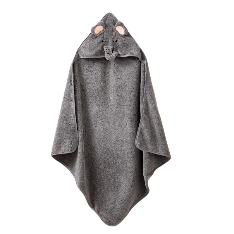 Serviettes de bain en flanelle pour bébé éléphant gris