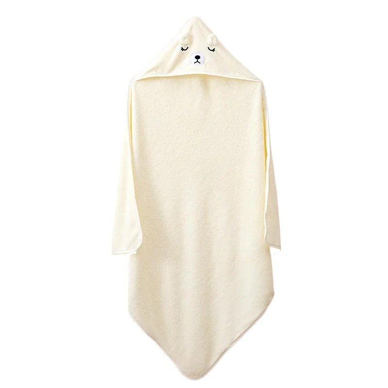 Serviettes de bain en flanelle pour bébé ours blanc