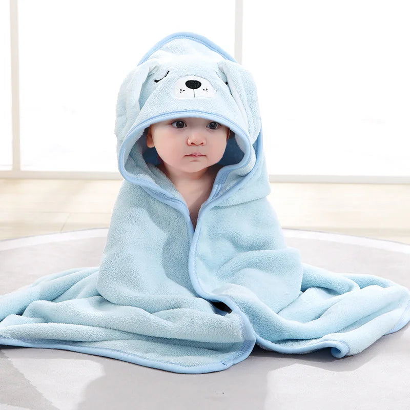 Serviettes de bain pour bébé poncho bleu
