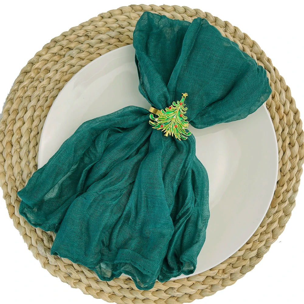Serviettes en Gaze Bleu Paon Sauge