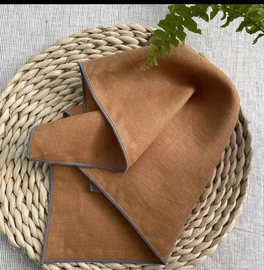 Serviettes de Table en Lin Naturel Orange
