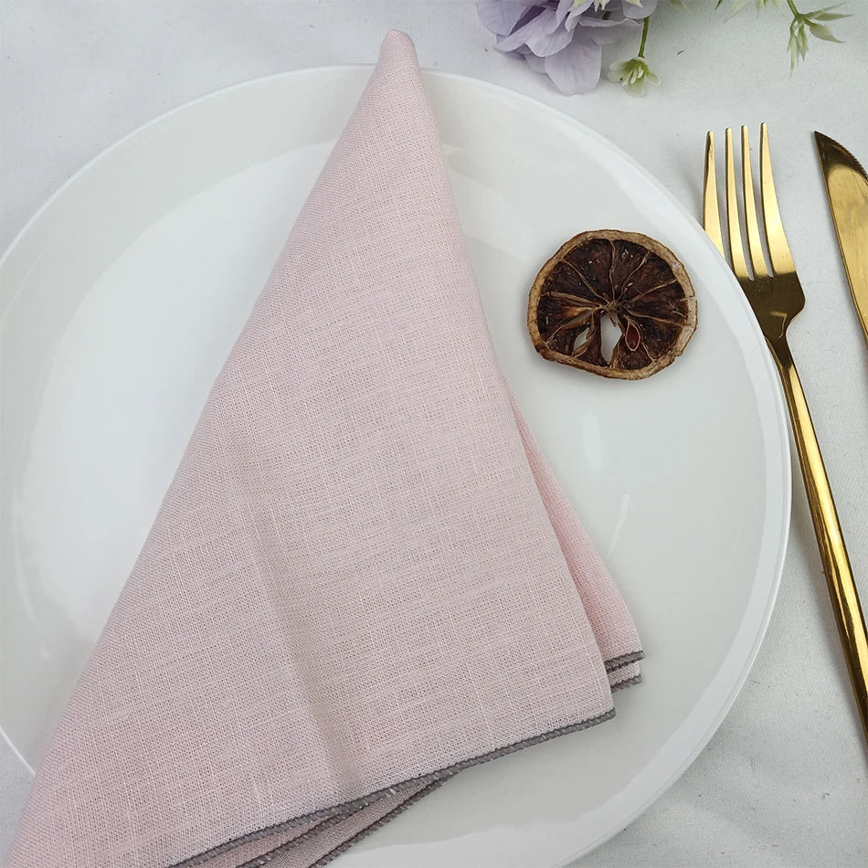 Serviettes de Table en Lin Naturel Rose clair