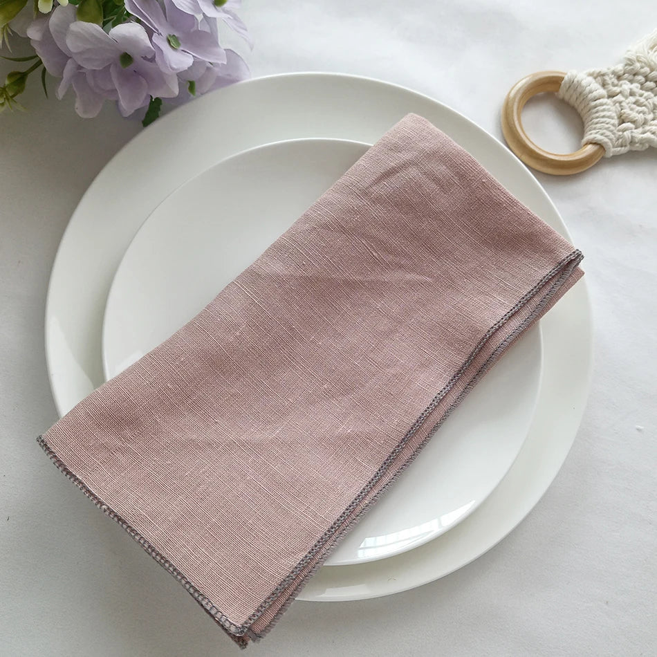 Serviettes de Table en Lin Naturel rose Poudré