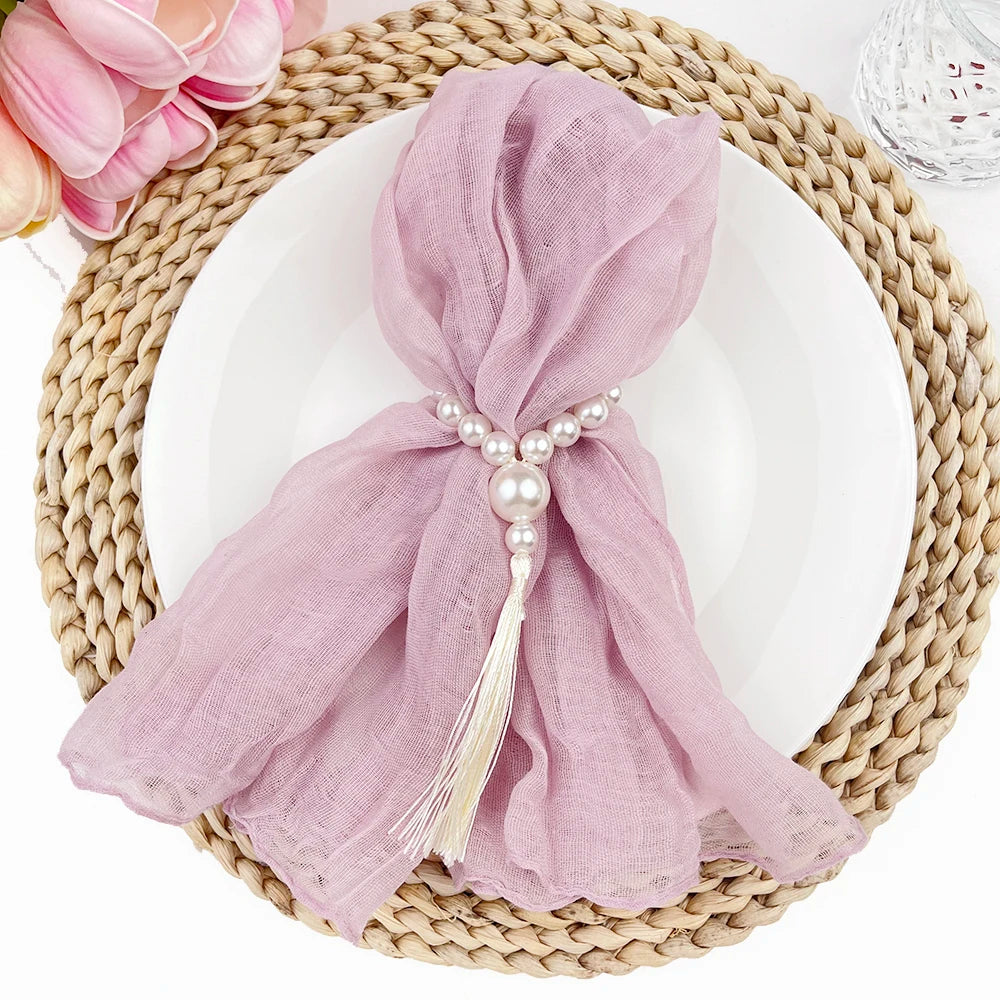 Serviettes en Gaze Rose Sauge