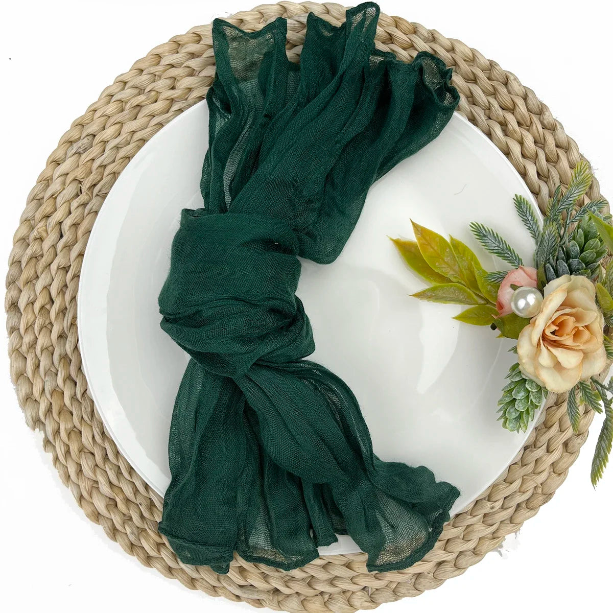 Serviettes en Gaze Verte Foncé Sauge