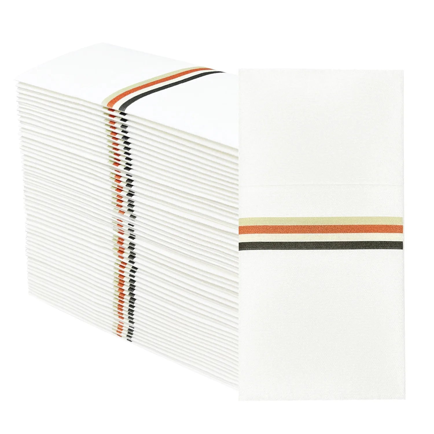 Serviettes en lin ligne marron