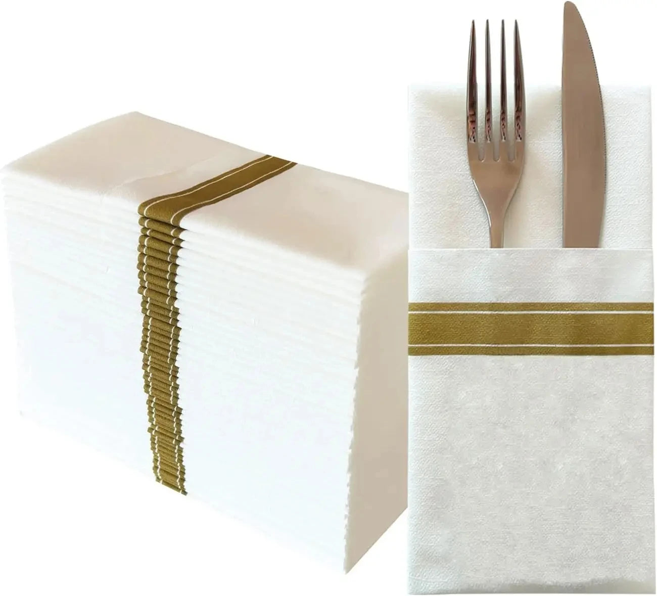 Serviettes en lin ligne or