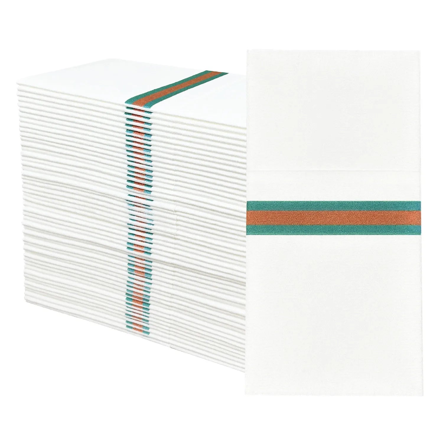 Serviettes en lin ligne verte